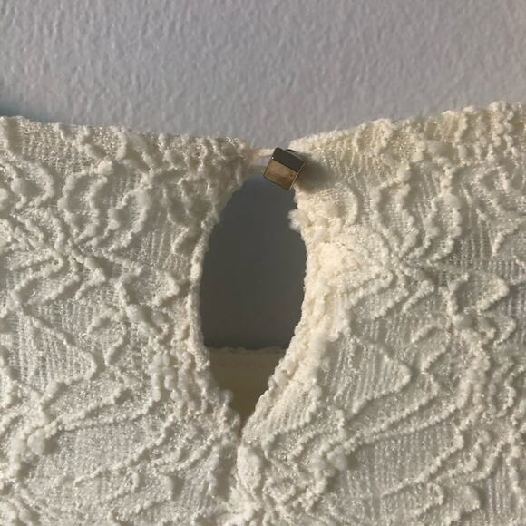 Talbots Lace Long Sleeve Blouse Key Hole Cream M - Picture 7 of 7